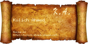 Kulich Ahmed névjegykártya